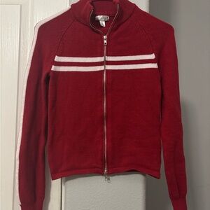 Vintage Red Sweater with White Stripes